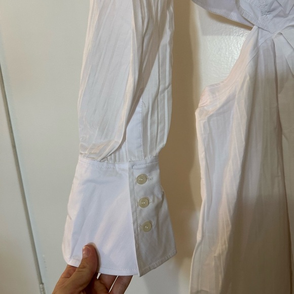 NWT Jonathan Simkhai Fraya Plisse Poplin Dress White - Picture 10 of 16